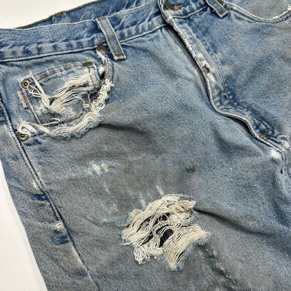 Vintage Carhartt Destroyed Distressed Flannel Lined Workwear Jeans 34 x 36 - Picture 2 of 12